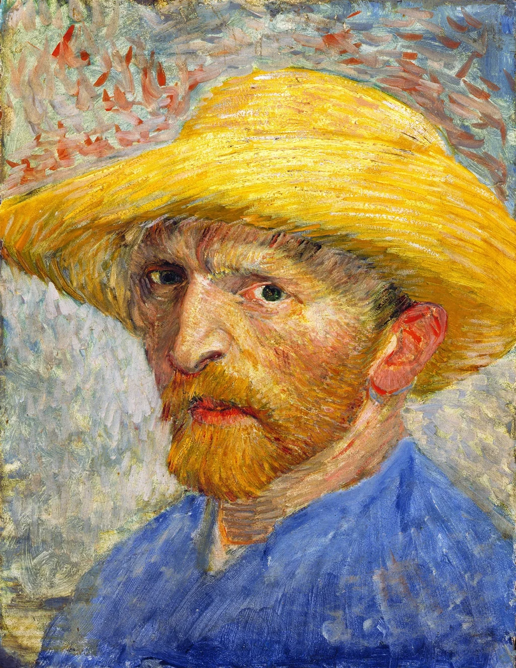 Vincent Van Gogh, Self-Portrait with Straw Hat, 1887, Oil on cardboard