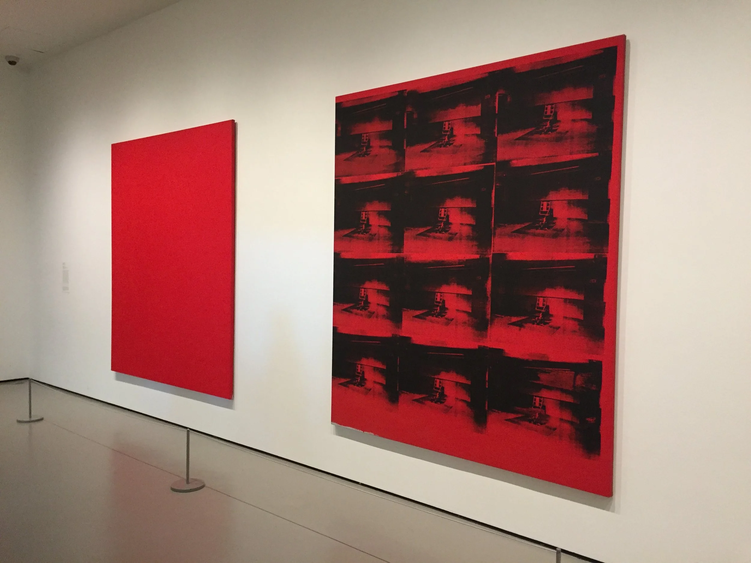 Andy Warhol,&nbsp;Red Disaster,&nbsp;1963, 1985, Silkscreen on canvas, two panels.