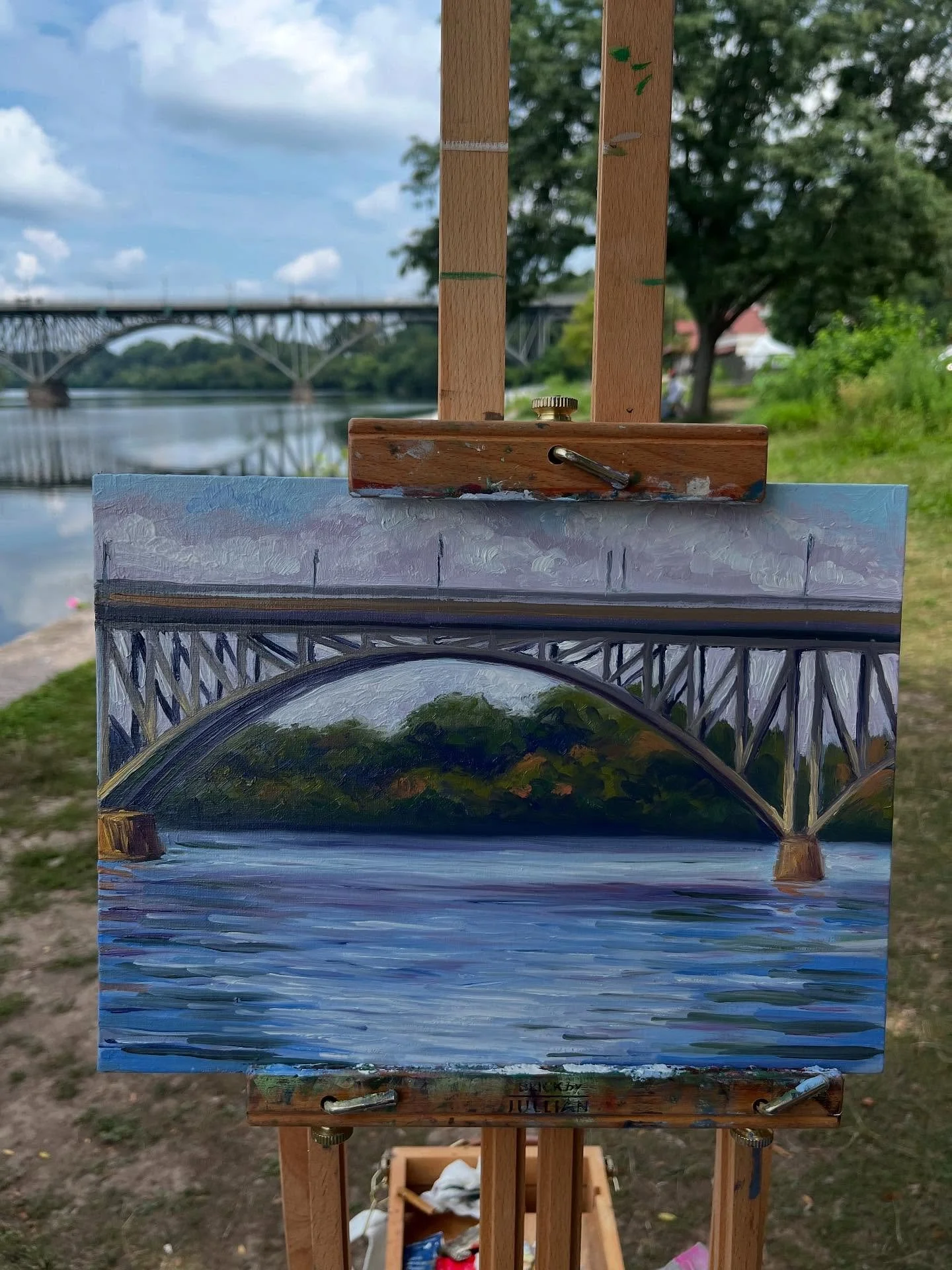 Summer is fleeting, but I&rsquo;ll carve out a few more painting days before it is over. #pleinairpainter #pleinairartist #philadelphiaartist #schuylkillriver #oilpainting #paintingday