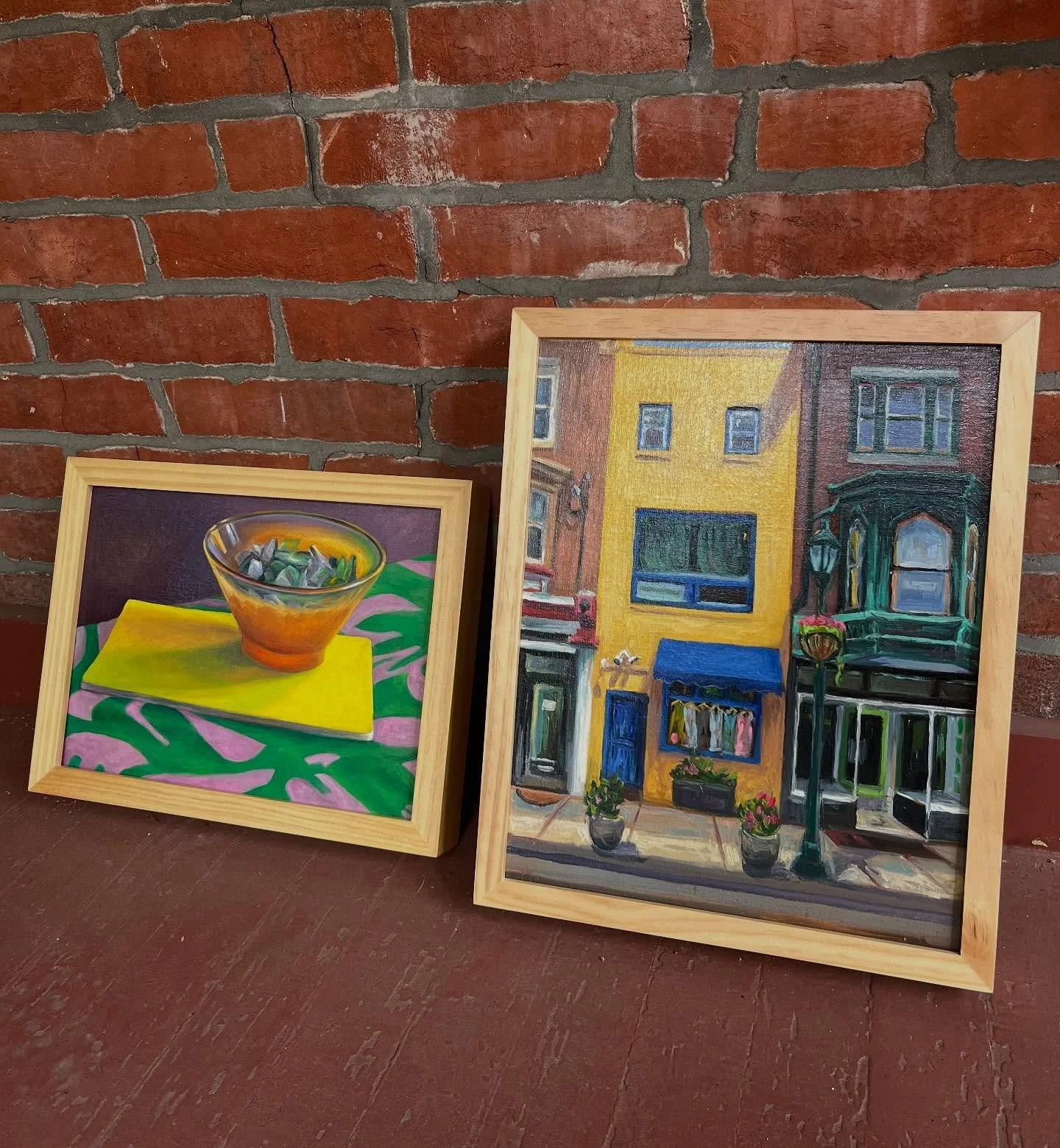 Dropping off work at two galleries for two different shows. The still life will be on display at The Philadelphia Sketch Club in their 161st Small Oils Exhibition from September 7-28, and the Manayunk shop piece will be on display from September 5-29