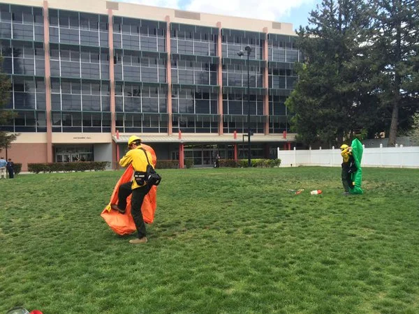 practicing fire shelter deployment as part of rt-130 wildland fire course
