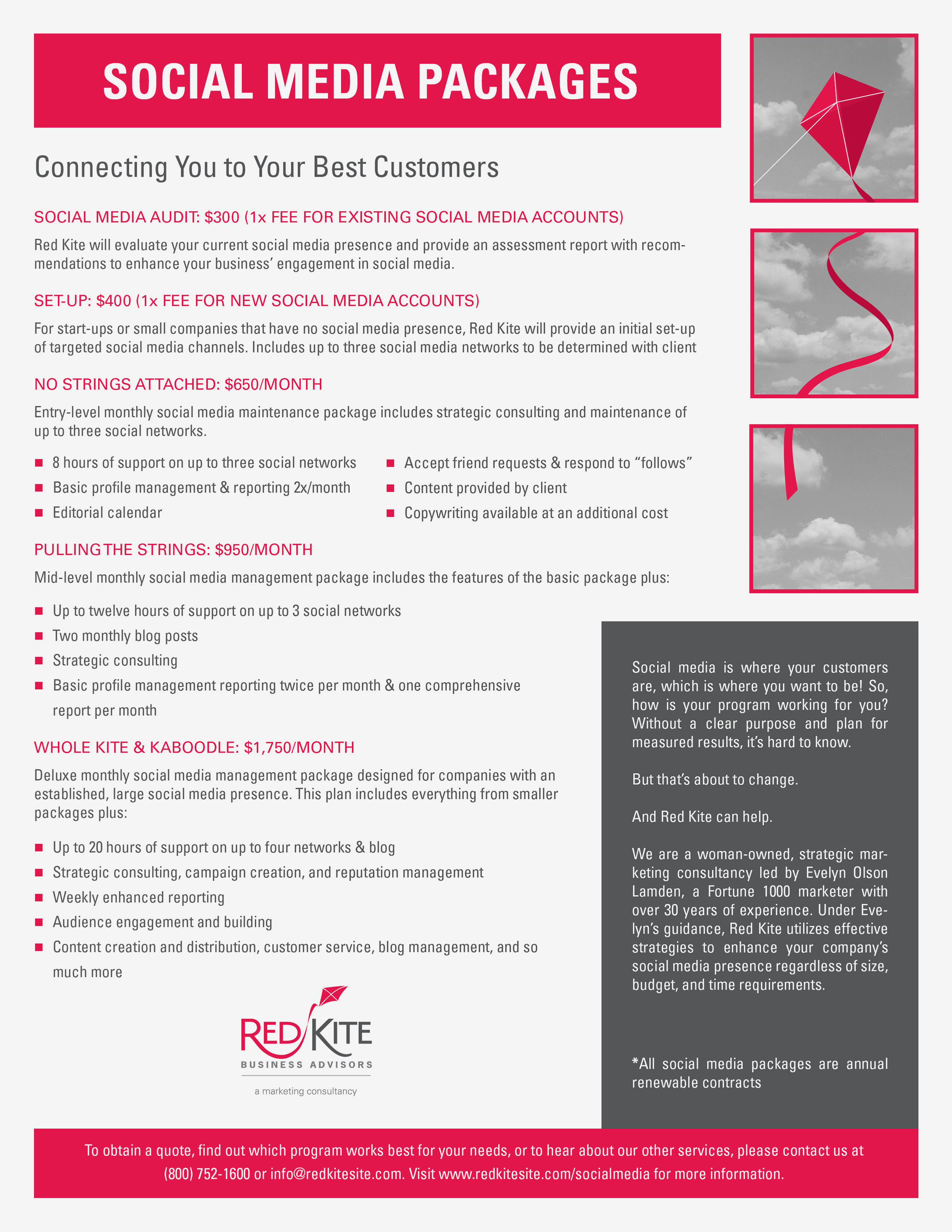 Social Media Packages flyer. Template created to use in future flyers.