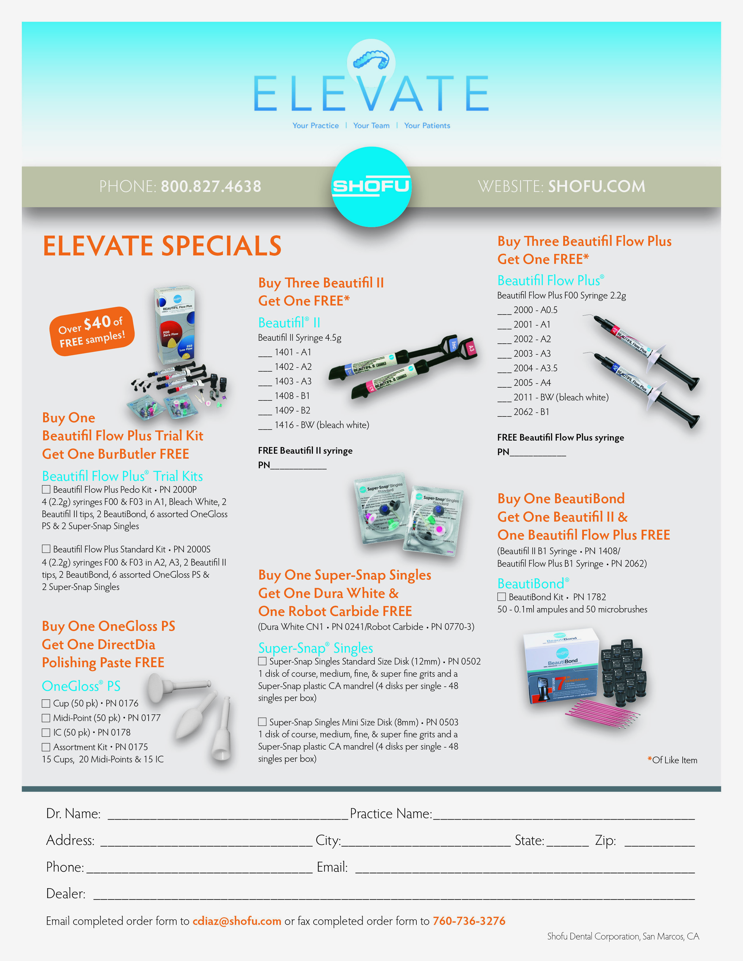 Order form for Elevate, an external company