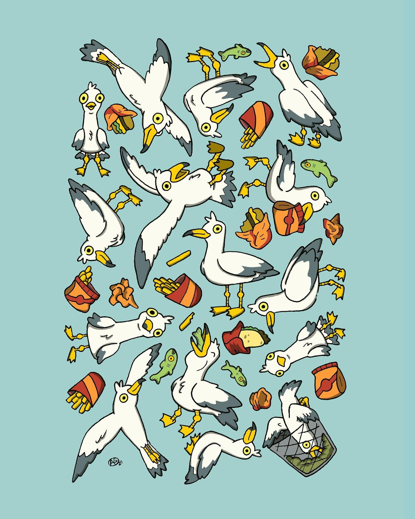 Colored up some recent patterns. Seagulls and Eels.