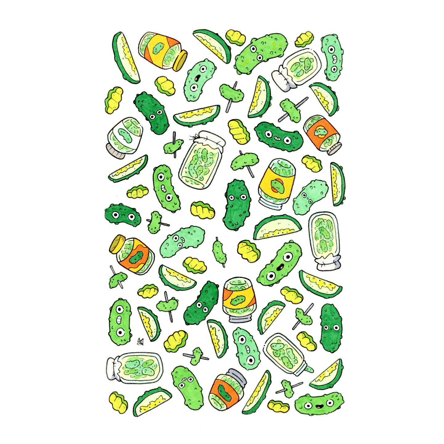 I am NOT a fan of pickles but I do have people in my life who, despite usually having good taste, are brine aficionados. This one goes out to them. 

#pickles #picklespicklespickles #pattern #artworkoftheday #artwork #cutepickles
