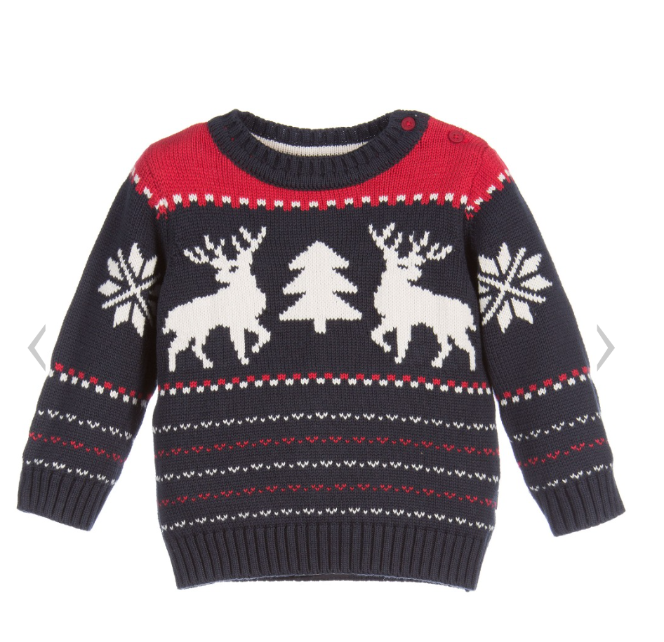Gant Baby Boys Navy Blue Reindeer Knitted Sweater