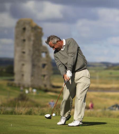 Arthur Pierse (Tipperary) on the 13th tee during the South of Ireland Amateur Open Championship at Lahinch. Picture: Thos Caffrey / www.golffile.ie