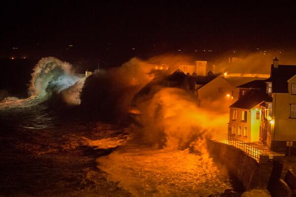 Lahinch promenade taking a battering from the storm on Friday night. The picture was taken by Lahinch resident George Karbus, a Czech native and award winning photographer. © George Karbus