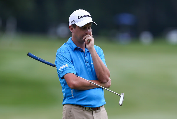 Peter Lawrie appears lost in thought during the second round of the Joburg Open. The Dubliner has made just two cuts in 17 starts since last year's Irish Open. Picture: David Lloyd / www.golffile.ie