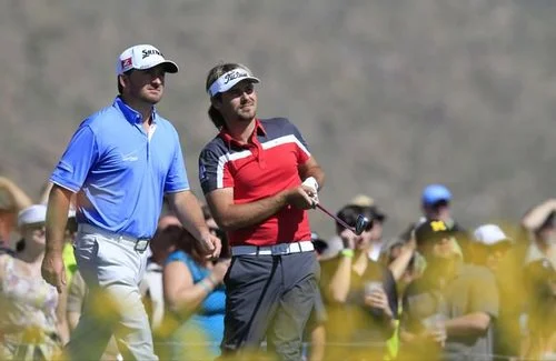  GRAEME MCDOWELL WATCHES VICTOR DUBUISSON IN THE QUARTER-FINALS OF THE WGC-ACCENTURE MATCH PLAY. PICTURE: FRAN CAFFREY WWW.GOLFFILE.IE