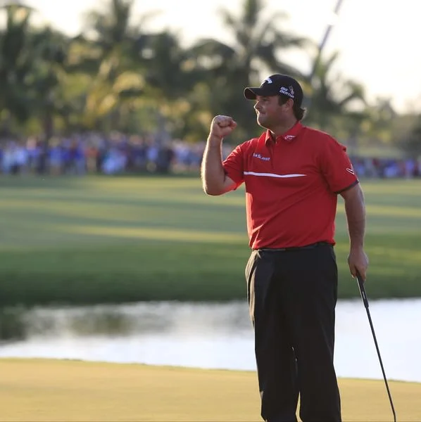 Patrick Reed celebrates his victory at the WGC-Cadillac Championship and his rise to 20th in the world. Picture: Fran Caffrey www.golffile.ie