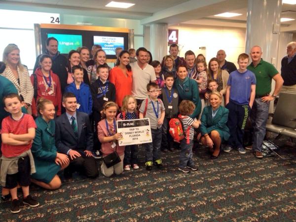 Graeme McDowell and his wife Kristin greeted the children and their families in Orlando airport.this week.