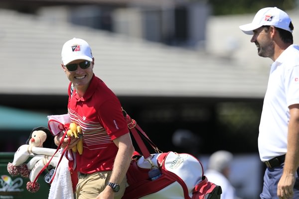 Pádraig Harrington and caddie Ronan Flood appeared to be in good form at Bay Hill. Picture: Fran Caffrey www.golffile.ie