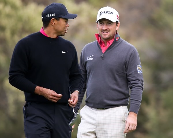 Graeme McDowell and Tiger Woods at last year's World Challenge in Los Angeles. Photo: Kenneth E Dennis / www.golffile.ie