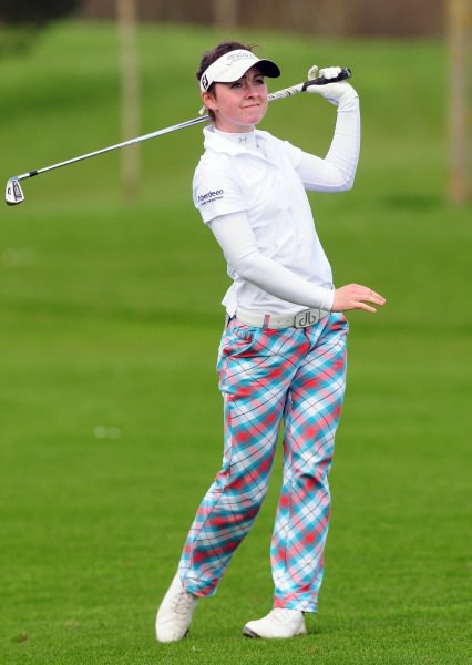 Clara Young (Scotland) playing her second shot to the 15th hole in the final round of the 2014 Irish Under 18 Girls Open Strokeplay Championship at Roganstown. Picture by Pat Cashman www.cashmanphotography.ie