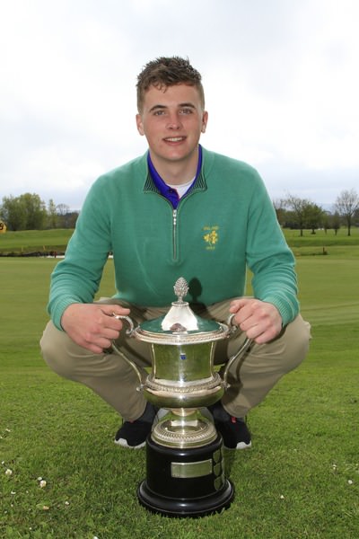Mallow's James Sugrue with the 2014 Munster Youths' Amateur Open trophy. Picture: Thos Caffrey / www.golffile.ie