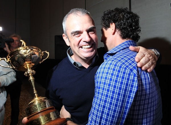 Paul McGinley is congratulated by Rory McIlroy on his appointment as European Ryder Cup captain in January 2013. The public support of the then world No 1 for McGinley in the run up his selection as captain was crucial and hasn't been forgotten. Picture: Fran Caffrey/ www.golffile.ie