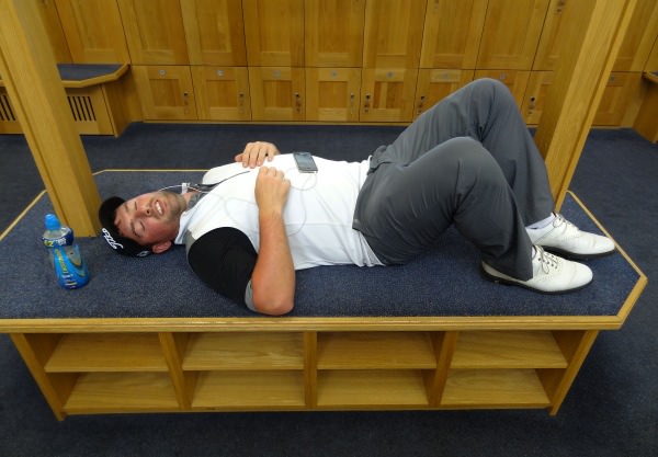 Richard Bridges (Stackstown) relaxing in the locker room during play suspension before his quarter-final at the 2014 AIG sponsored Irish Amateur Close Golf Championship at Seapoint Golf Club today (10/06/2014). Picture by Pat Cashman