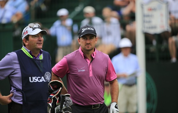 Graeme McDowell (NIR) and caddy Ken Comboy on the 6th tee during Thursday's Round 1 of the 2014 US Open Championship held at Pinehurst No.2 Course, Pinehurst, North Carolina, USA. 12th June 2014. Picture: Eoin Clarke www.golffile.ie