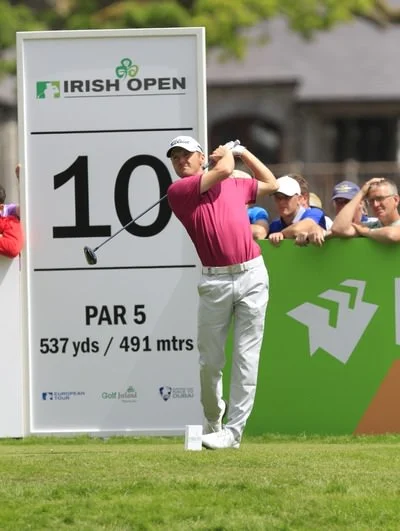 Michael Hoey cuts one down the 10th. Picture: Thos Caffrey / www.golffile.ie