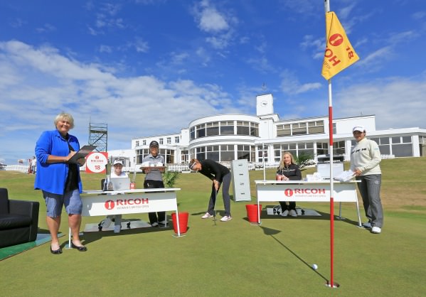 “Players get to work ahead of 2014 Ricoh Women’s British Open” L-R: Laura Davies, Paula Creamer, Lydia Ko, Michelle Wie, Charley Hull and Rikako Morita. © Getty Images