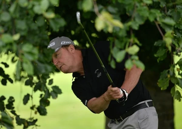 Neville Steedman (Courtown) playing from the trees at the 15th. Picture by Pat Cashman www.cashmanphotography.ie