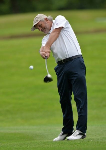 John L Hughes (Woodbrook) driving from the 18th tee in the final round of the 2014 Tourism Malaysia sponsored Irish Seniors Amateur Close Championship at Tullamore Golf Club. Picture by Pat Cashman www.cashmanphotography.ie