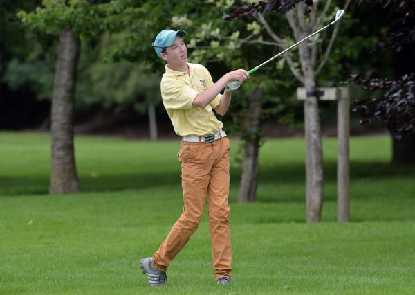 Sean Doyle (Black Bush) watching the flight of his ball at the 18th hole during the Leinster Boys' Under 13 Open Championship at Corrstown Golf Club (21/07/2014). Picture by Pat Cashman