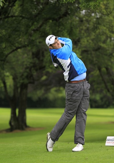Shane McGlynn (Carton House) hits a fairway wood off the third tee during round one of the 2014 Mullingar Electrical Scratch Trophy. Picture: Thos Caffrey / www.golffile.ie