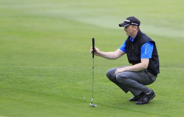 Simon Miskelly (Knock) on the fifth green during round one of the Leinster Mid Amateur Open at Grange Golf Club, 9th August 2013 Picture: Thos Caffrey / www.golffile.ie