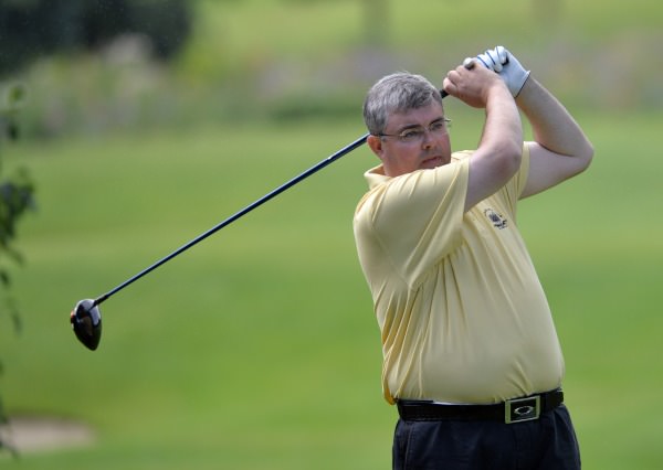 Alan Dowling (Hermitage) driving at the 16th in the final round of the 2014 Leinster Mid Amateur Open Championship at the Grange Golf Club today (09/08/2014). Picture by Pat Cashman 