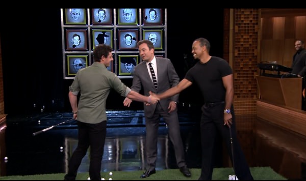 Rory McIlroy and Tiger Woods on the Tonight Show with Jimmy Fallon. 