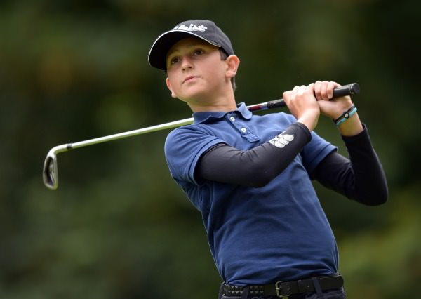 Luka Keyes (Glen of the Downs) driving from the 14th tee during the 2014 Leinster Boys Under 13 Series Final at Carton House Golf Club today (21/08/2014). Picture by Pat Cashman
