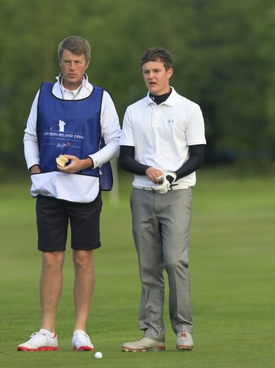 John Ross Galbraith (AM) on the 1st during Round 4 of the Northern Ireland Open Challenge in Galgorm Golf Club on Saturday 31st August 2014. Picture: Thos Caffrey / www.golffile.ie