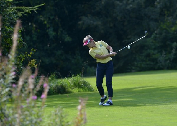 Ann Ring (Castlecomer) driving at the 14th hole during the semi final of the I Need Spain Irish Mixed Foursomes at Warrenpoint Golf Club (04/09/2014). Picture by Pat Cashman
