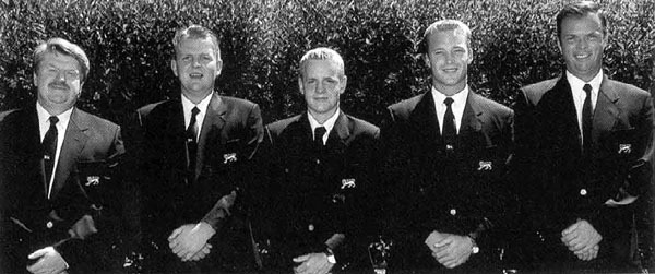 Chile 1998 — L-R: Peter McEvoy, Paddy Gribben, Luke Donald, Lorne Kelly and Gary Wolstenholme in Santiago