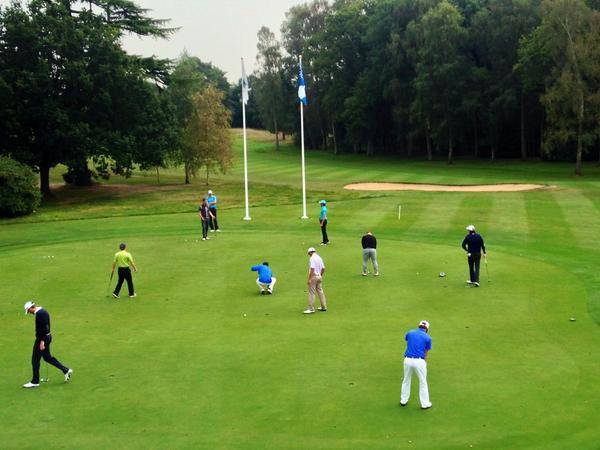 The law of averages says seven of these 10 players practicing at Frilford Heath went home disappointed. Picture via Twitter.com/ETQSchool