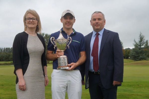 Paula Collins, Hilton Hotel Manager with Adrian Byrne, Managing Director, HBE Risk Management and PGA Ulster champion Colm Moriarty.