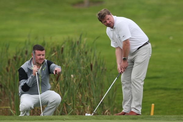 Carrickfergus PGA Professional James Orchin (left) and club captain Duncan McLeod. Picture: Patrick Bolger / Getty Images