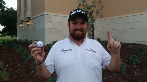 Feeling ace. Shane Lowry celebrates his first hole-in-one in competition.