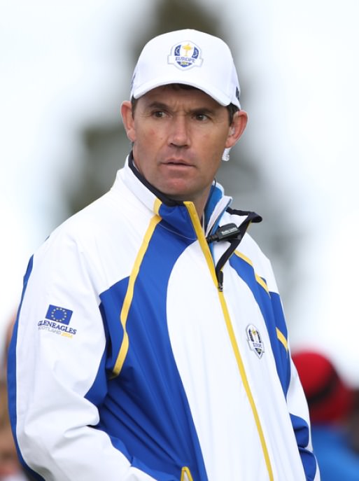 Pádraig Harrington watches the European team practice at Gleneagles. 28 September 2014. Picture David Lloyd, www.golffile.ie