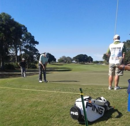 Seamus Power in action in round five of the Web.com Q-School on Monday. Picture © Eoin Cass via Twitter.