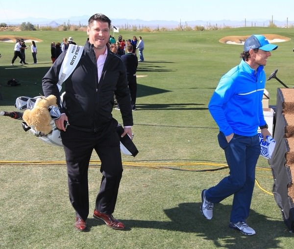 Rory McIlroy with Horizon Sports Management's Colin Morrissey a t the 2013 WGC Accenture Match Play Championship in Marana, Arizona. 19 February 2013. Picture: Fran Caffrey / www.golffile.ie