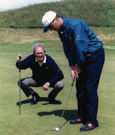 Michael Hoey during a lesson with Laytown and Bettystown 's Bobby Browne
