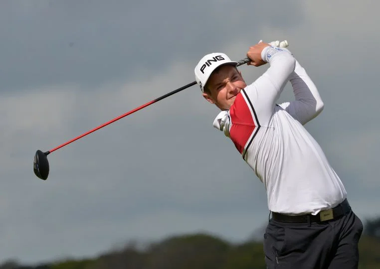 Jck Hume (Naas) driving at the 8th tee in the first round of the 2015 Irish Amateur Open Championship at The Royal Dublin Golf Club (07/05/2015). Picture by Pat Cashman