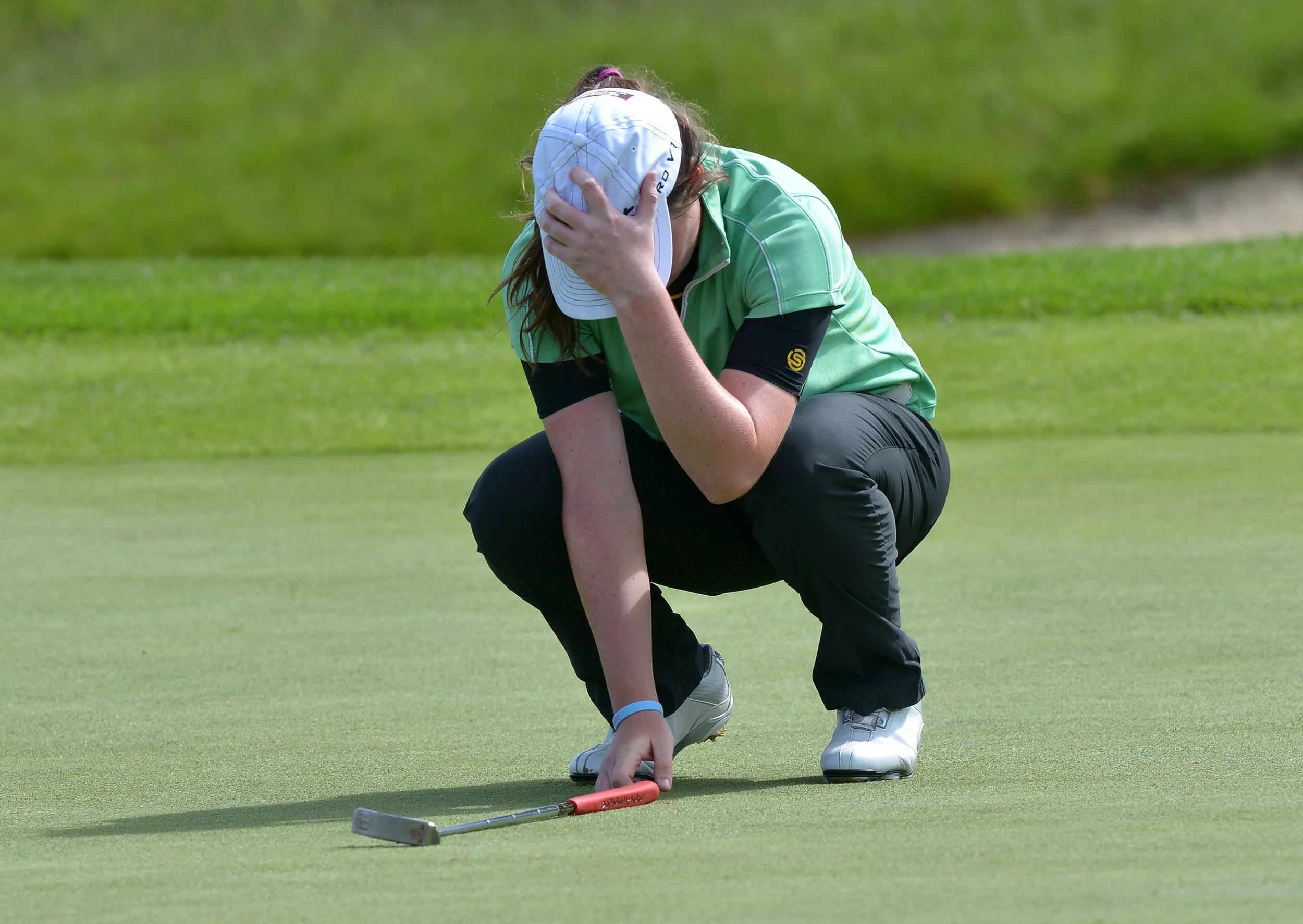 Chloe Ryan laments her missed putt in the playoff. Picture: Pat Cashman
