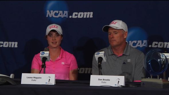 Leona Maguire and Dan Brooks talk to the press