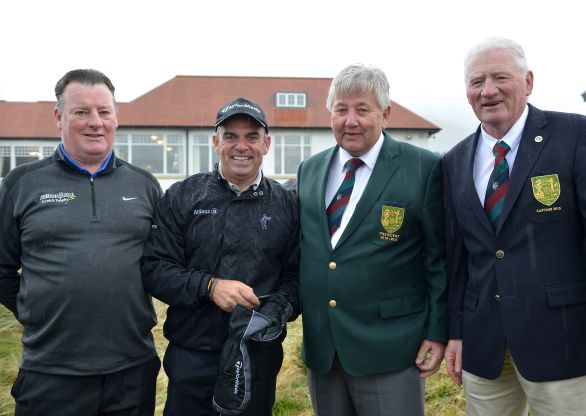 Paul McGinley, Winner of the 1991 Mullingar Scratch Trophy pictured with Peadar Conlon (Sponsor, Mullingar Electrical), Brian Reidy (President, Mullingar Golf Club) and Michael Duffy (Captain Mullingar Golf Club). The 2015 Mullingar Electrical Scratch Cup takes place on Sunday 2nd and Monday 3rd August. Picture by Pat Cashman