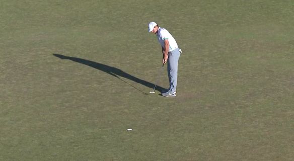 Rory McIlroy birdies the 15th to get to one under for his round only to drop three shots over the last two holes for a second successive 72