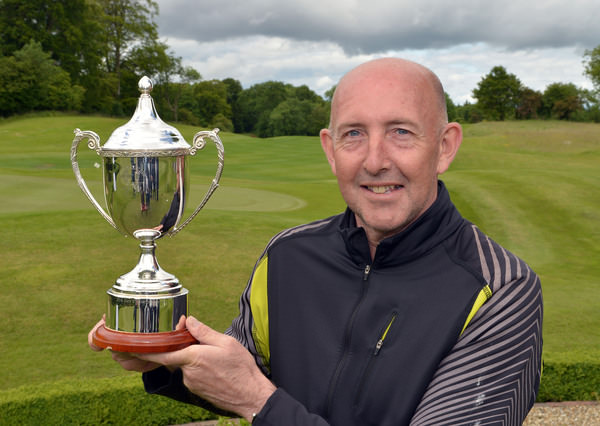 Winner Tony McClements (Hollywood) with the 2015 Irish Mid Amateur Open Championship trophy after his victory at New Forest. Picture by Pat Cashman